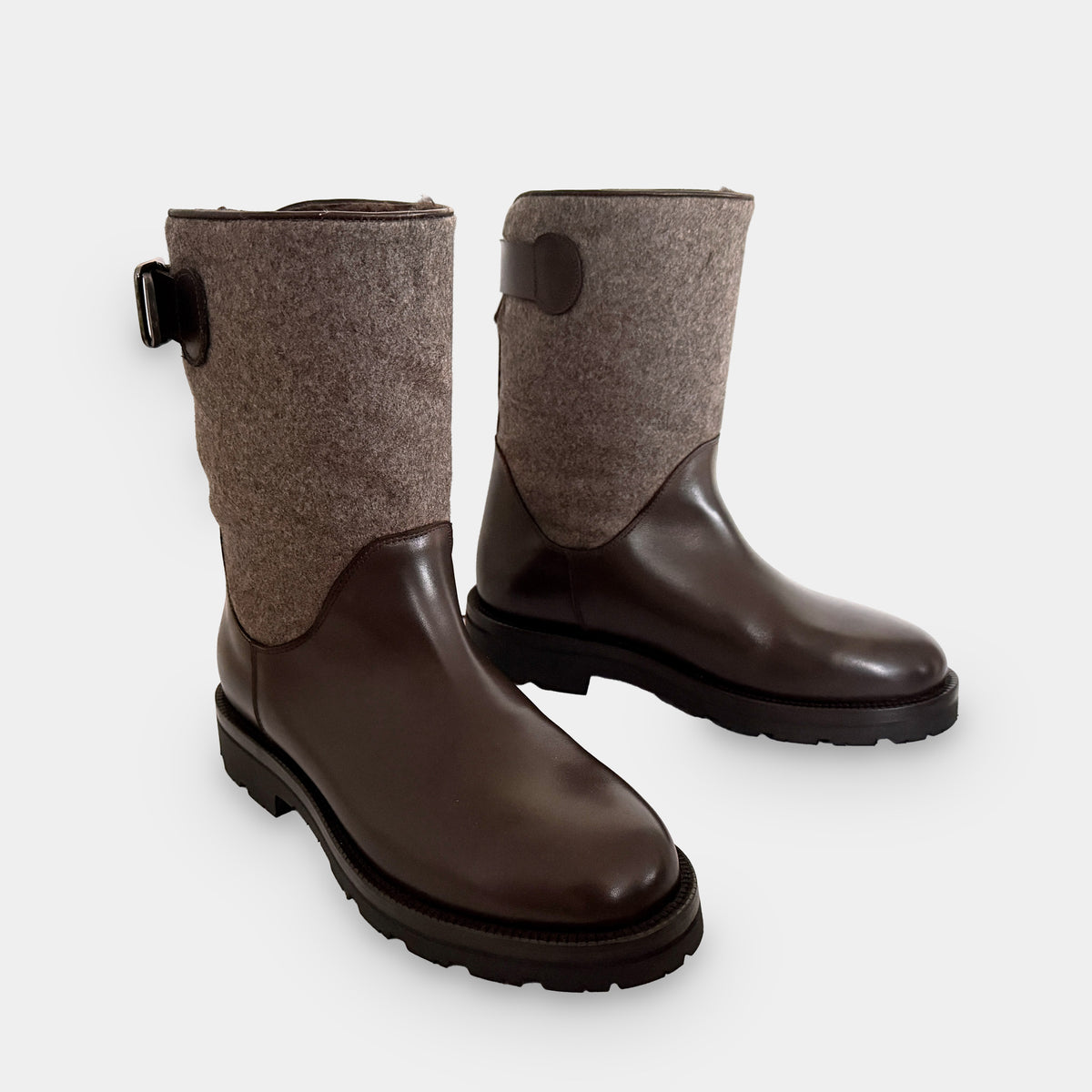 Winterstiefel Xaver dunkelbraun, Paar schräg von vorn